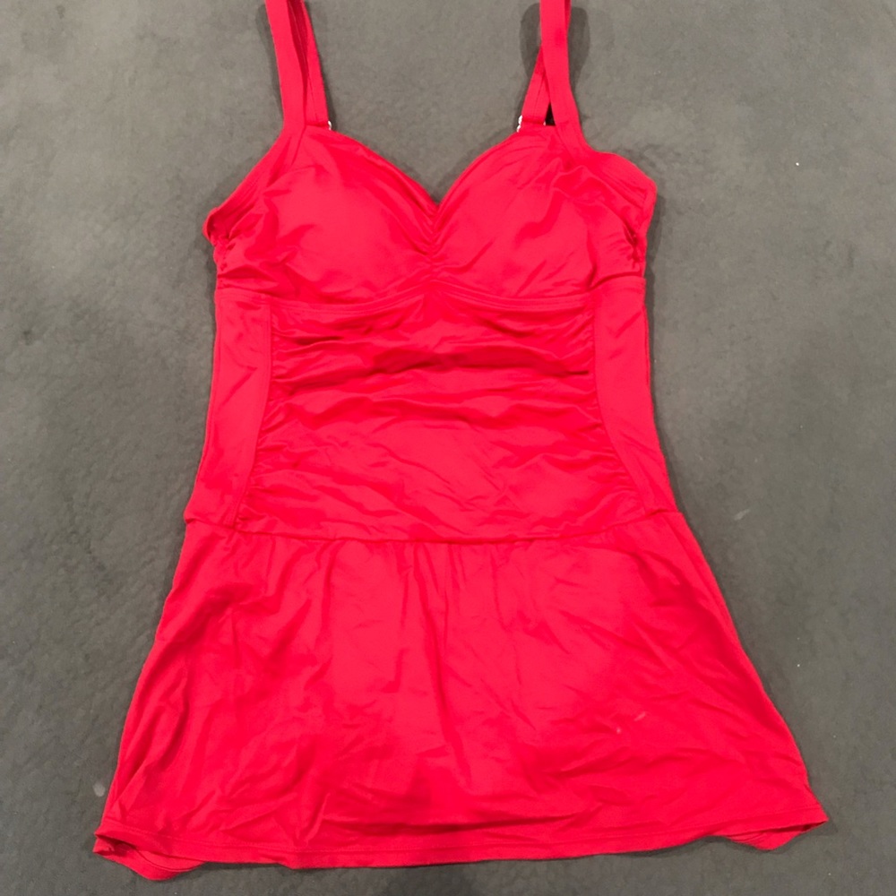 Bright Red Skirted Bathing Suit SZ 14